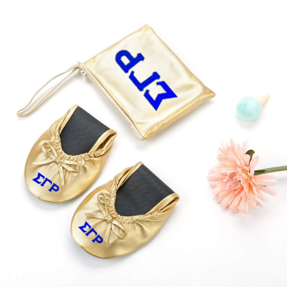 Gold Metallic Sigma Gamma Rho  Ballerina Slippers